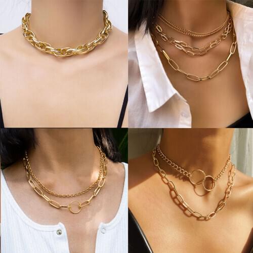 Chain Toggle Clasp Gold Necklaces Mixed Linked Circle Necklaces for Women Minimalist Choker 2020 Necklace Hot Jewelry Party Gift