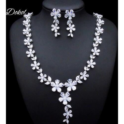 DOKOL Fashion Cute Flower Earrings Necklaces Sets for Women Elegant Bridal Jewelry Set With AAA Cubic Zirconia bijoux DKS0076