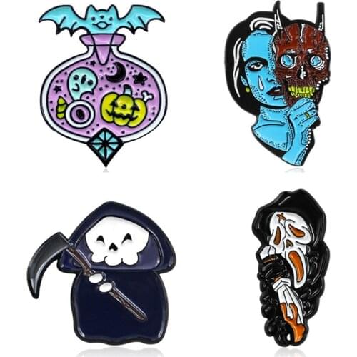 Gothic Style Enamel Pins Brooches Badges For Women Halloween Anime Badges Enamel Brooch Metal Pin For Clothes Womens Anime Pins