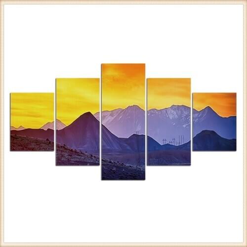 HD 5 Pieces Scenic Snow-capped and Lakes Pictures Posters Wall Art Home Decor for Living Room Painting Wall Art Anime Poster