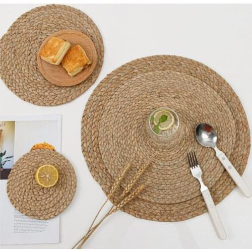 Table Coaster Insulation Anti Slip Straw Natural Table Coasters for Kitchen Woven Table Placemats Anti Slip Insulation Table Pad