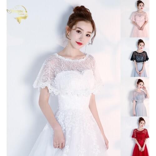 High Quality Lace Wedding Wraps Short Bridal Shawl Summer Lace Female Evening Party Capes Wedding Accessories Womens Jacket New
