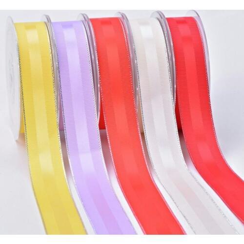 New silver ribbon DIY handmade material gift wrap hair bow off white grosgrain ribbons 50 yards Double sided Christmas ribbons