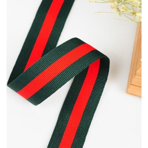 15/25/40mm 50Yards Plain Ribbon Vertical Striped Glosgrain Green Red Green Intercolor for Decoration Gift Wrapping DIY Holiday