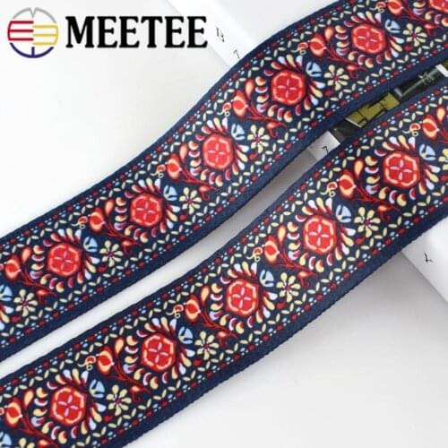 2Yards 38/50mm Ethnic Embroidered Webbings Ribbons Bag Strap Sewing Webbing Tapes DIY Garment Clothing Accessories