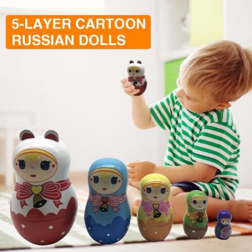 Basswood Matryoshka Dolls Toys Russian Nesting Babushka Dolls for Kids Adults Handmade Crafts Russian Nesting Dolls 5x