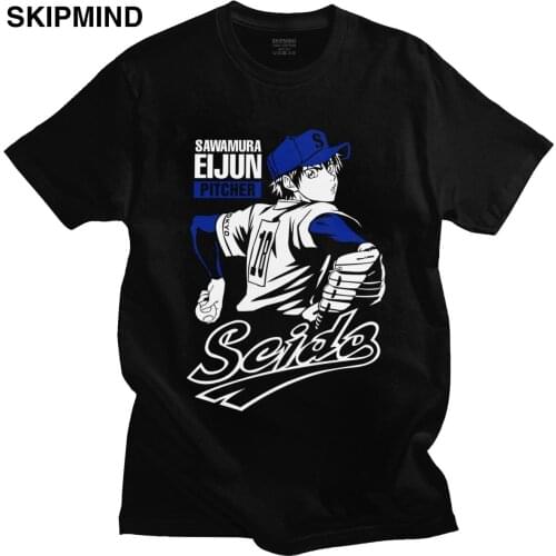 Trendy Eijun Sawamura Diamond No Ace T Shirt Men Short Sleeves O-neck Cotton T-shirt Summer Baseball Sports Manga Tee Merch Gift