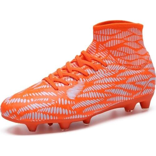 Shoes Men Breathable Outdoor Soccer Sport High Ankle Football Boots Turf Soccer Cleats Kids Ag Football Shoes Chuteira Futebol