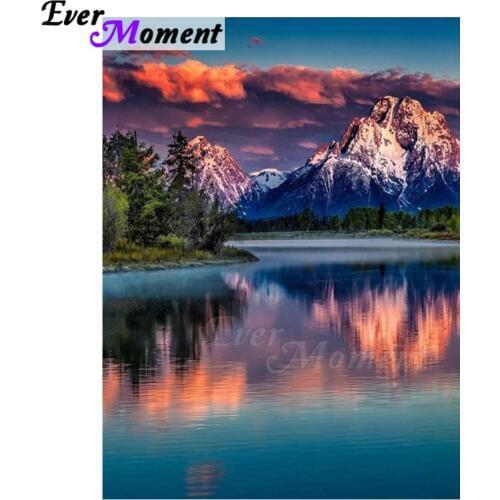 Ever Moment Diamond Painting Mountain River Handmade Full Square Drill Scenery Diamond Embroidery Home Decoration ASF1353