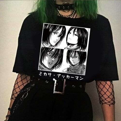 Attack on Titan Graphic T-shirt Men Mikasa Graphic T Shirt Anime Top Tees Male