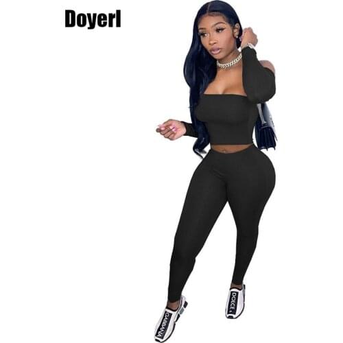 Autumn Off The Shoulder Sexy Two Piece Set Women Top and Pants Sets Club 2 Piece Sets Womens Outfits Tracksuit Wholesale Items