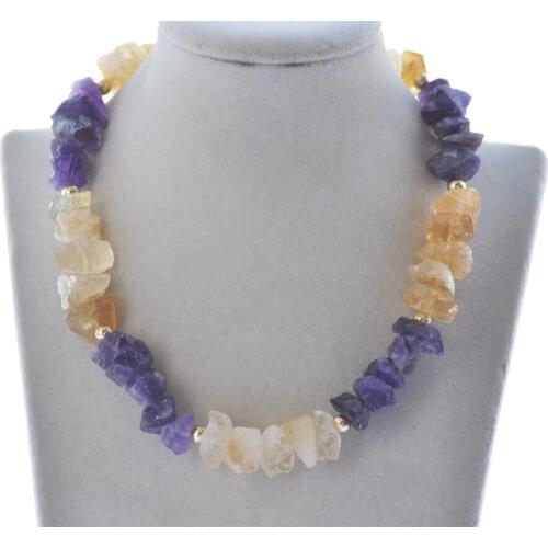 Z11078 18" 18mm Baroque Rough-Stone Crystal Amethyst Choker Necklace