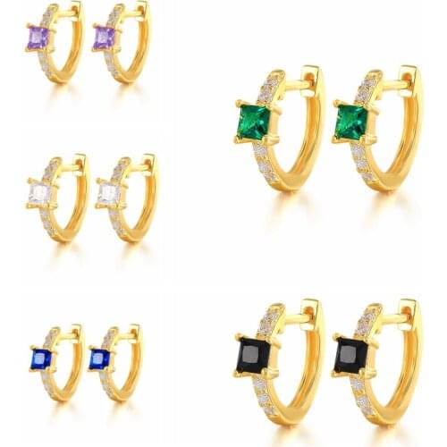 Aide 925 Sterling Silver Hoop Earring Joyero For Women Pendientes Rainbow Zircon Piercing Huggie Earrings Luxury Jewelry Gifts