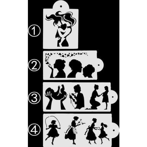 Hot 4kind Mothers Day Maternal Love Cake Painting Lace Stencil Strew Pad Fondant Baking Mould Cupcake Decorative DIY Craft Tool