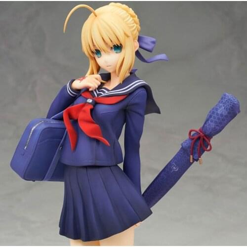 Tronzo 18cm Fate Grand Order FGO Student Suit Saber Arturia Pendragon Arutoria PVC Action Figure Model Doll Toys For Gift
