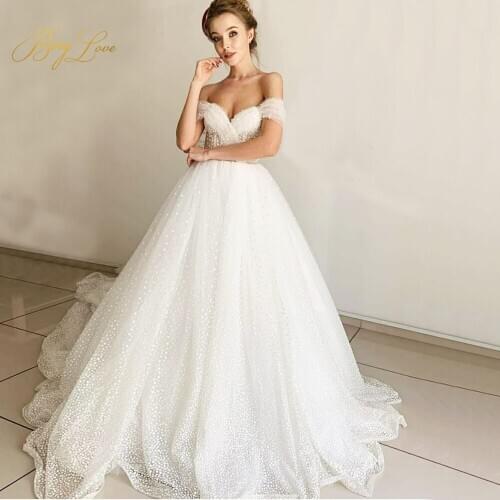 Dot Tulle Wedding Dress 2020 Side Sleeves Bride Dress Sweetheart Lovely Illusion Pleated Bodice Count train Bridal Gown Marriage