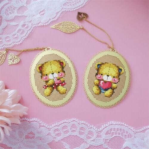 Oneroom Bear DIY Craft Stich Cross Stitch Bookmark Metal Silver Golden Needlework Embroidery Crafts Counted Cross-Stitching