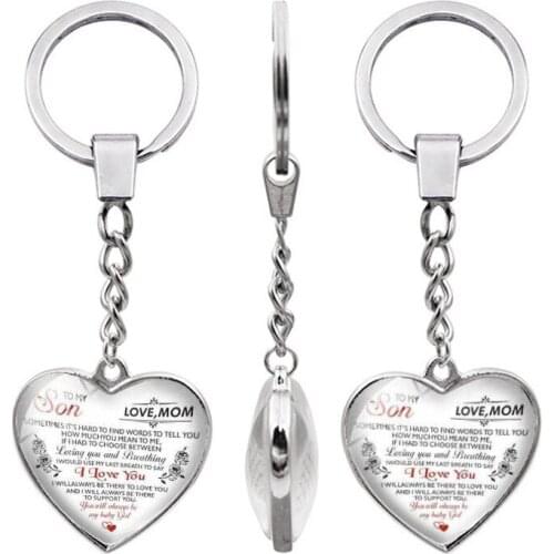 WG 1pc To My Wife Heart Cabcohon Heart Keyring Keychain Holder Pendant Metal Keychain For Car Key Chain Bag Jewelry