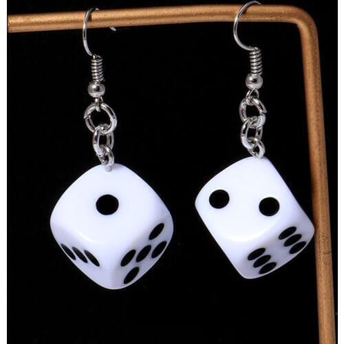 Funny Acrylic 3D Dice Earrings Dangle Cool Punk Drop Earring Tassel Women Men Jewelry Personality Fun Earrings