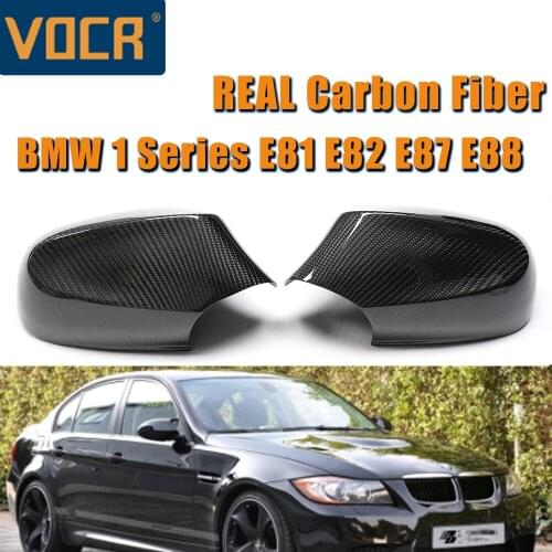 1 Pair Real Carbon Fiber Mirror Cover Rearview Sider Mirror Cover For BMW 1 Series E87 E81 E82 E88 2010-2012 Dry Carbon