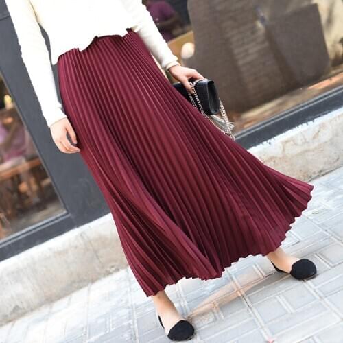 KarSaNy High Waist Long Pleated Skirt Women Maxi 2020 Womens Skirts Female Long Skirt Pleated Spring Summer Skirts For Women