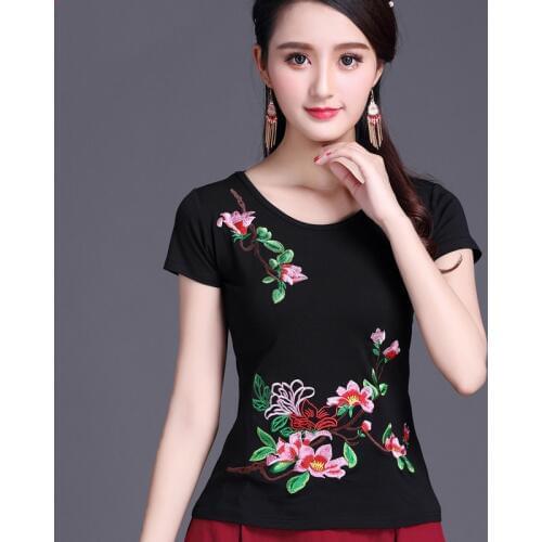 T Shirt Women Plus size Basic Tshirt White Black 100% Cotton Embroidery High quality Ladies Summer Tops Casual 4XL 5XL