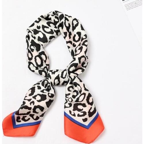 Yishine 70x70cm Sexy Leopard Prints Women Multifunction Polyester Silk Scarf Satin Small Square Bandana Handkerchief
