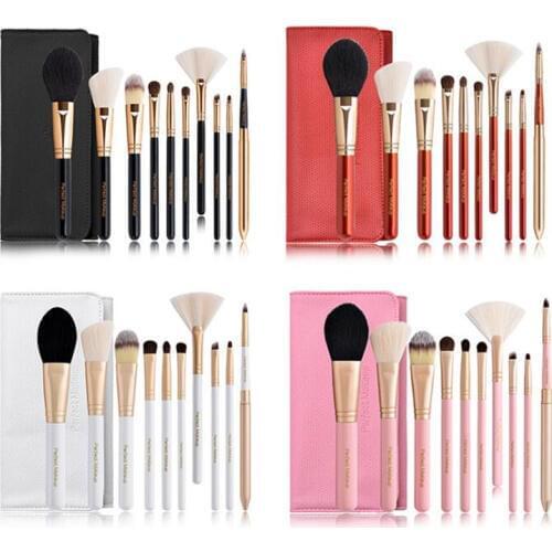 New High Quality Animal Wool 10pcs Women Makeup brush set Soft Sheep Wool Fiber Professional Makeup Artist Brush Tool Kit