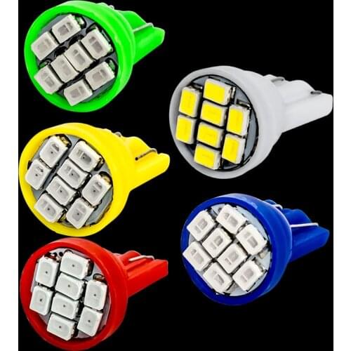 10pcs T10 194 2825 W5W 8 Led 3020 Smd Car Marker Light Reading Dome Lamp Auto License Plate bulbs Red White Blue Yellow Green