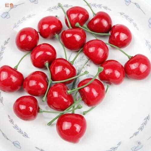 10/20/50pcs 2.5cm Simulation Fruits Cherries Fake Cherry Photo Props Artificial Cherry Decor For Home Kitchen Wedding Party Dec