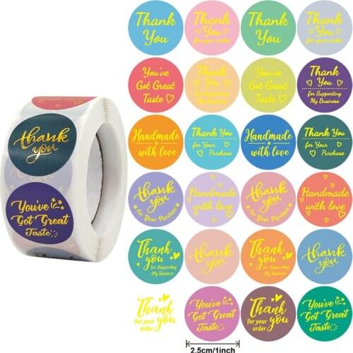 500pcs Gift Sealing Stickers THANK YOU 25mm Adhesive Labels Baking Wedding Decoration Party Decoration Stickers