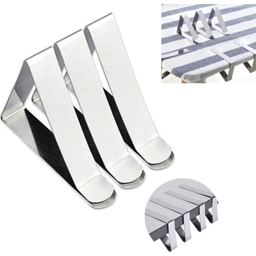 6PCS Stainless Steel Tablecloth Fixed Tables Cover Clip Holder Cloth Clamps Picnic Wedding Party Promenade Board Stable Clips