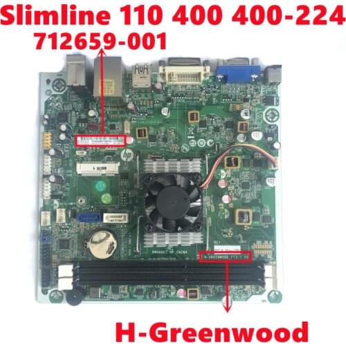 712659-001 712659-501 712659-601 HP Pavilion Slimline 110 400 400-224 Desktop Motherboard Greenwood Motherboard With AMD CPU