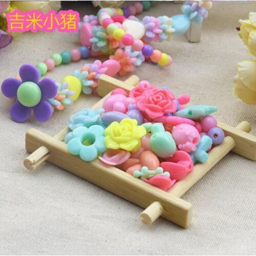 Acrylic Beads Toys For children Girl Gift Waving Necklace Lacing Toy DIY Bracelet Handmade Round Square Bead for Kids Wholesale