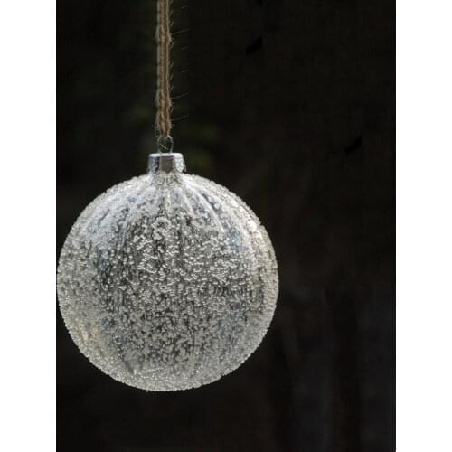 Free Shipping 4pcs/pack Diameter=6cm Striped Surface Chips Glass Ball Transparent Globe Christmas Tree Pendant Ornament