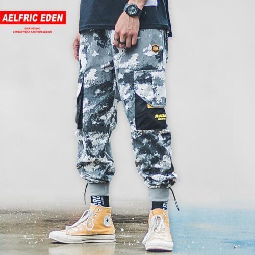 Patchwork Big Pocket Camouflage Men Harem Cargo Pants 2019 Harajuku Hip Hop Casual Joggers Male Trousers Streetwear