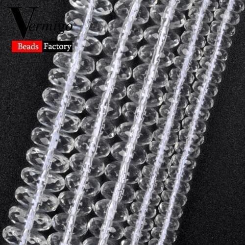 Natural Stone Faceted White Crystal Abacus Beads For Jewelry Making 4*6/5*8/6*9mm Spacer Loose Beads Diy Bracelet 15'' Wholesale