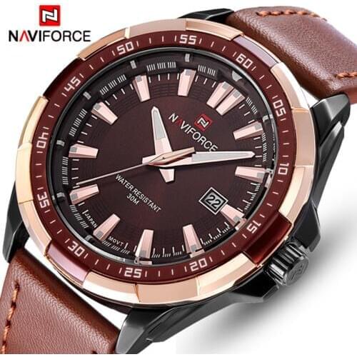 NAVIFORCE Mens Watches Top Luxury Brand Fashion Sport Watches Men Waterproof Quartz Clock Male Army Military Leather Wrist Watch