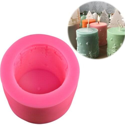 Cylinder Snowflake Christmas Tree Silicone Soap Mold Embossed Candle Craft Resin Mold Fondant Chocolate Cake Decorating Tools