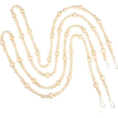 Boho Style Wooden Beaded Garland Farmhouse Home Decor Rustic Country Natural Holiday Christmas Tree Garland Wall Decorations