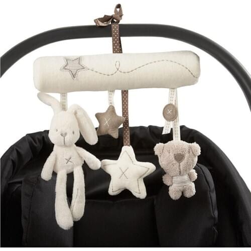 Rabbit baby hanging bed safety seat plush toy Hand Bell Multifunctional Plush Toy Stroller Mobile Gifts