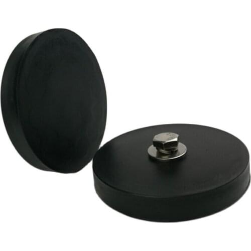 2pcs D88mm Outdoors Level Strong Neodymium Magnet Pot with Rubber Coated Led Lighting Camera Antenna Fixture Magnetic Mounting