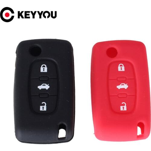 KEYYOU 3 Buttons For Peugeot 206 207 307 308 407 408 Citroen C1 C2 C3 C4 C5 C6 C8 Car Styling Silicone Car Remote Key Case Cover