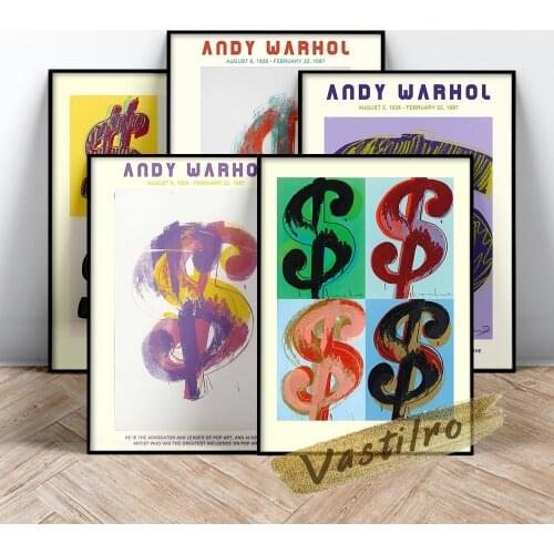 Andy Warhol Famous Classic Poster, Andy Dollar Sign Painting, Warhol Color Dollar Art Prints, Living Room Bedroom Wall Stickers