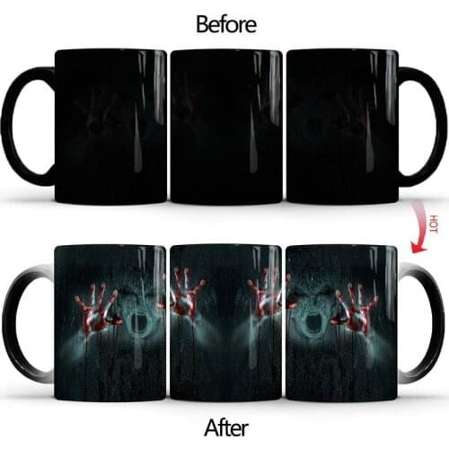 Zombie Horror Heat Color Changing Coffee Mug Sensitive Magic Tea Mug Hot Reactive Cold Ceramic Cup Best Halloween Gift For Child