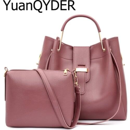 Metal Handles Handbag Women Leather Composite Bag Famous Brand Belt Buckle Shoulder Bags Designer Travel Female Crossbody Bags