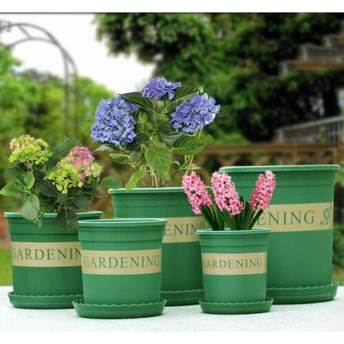 3pcs Plastic PP Resin Garden Flower Pot Durable Reusable Simple Brief Style Corrosion Resistant Flowerpot With Tray