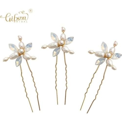 Fashion Bobby Pins Freshwater Pearl Handmade Opal Bridal Hair Accessories Princess Hairpin Wedding Headdress