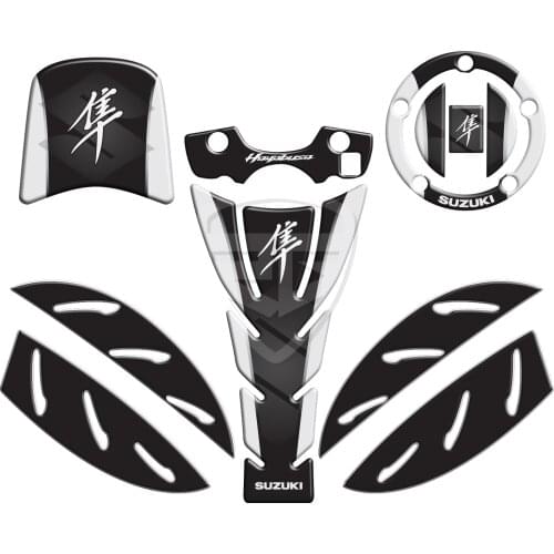 FOR SUZUKI HAYABUSA GSXR1300 GSX1300 R GSXR 1300 Motorcycle Tank Pad Protector Black - White 3D Gel Sticker Decal