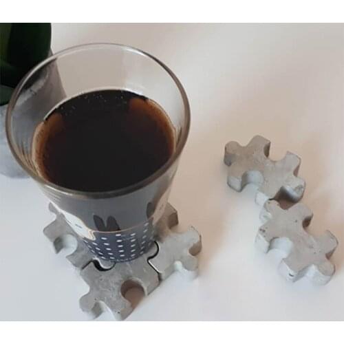 Silicone Coaster Molds Block Puzzle Concrete Plaster Mould Handmade Home Decorative Tool